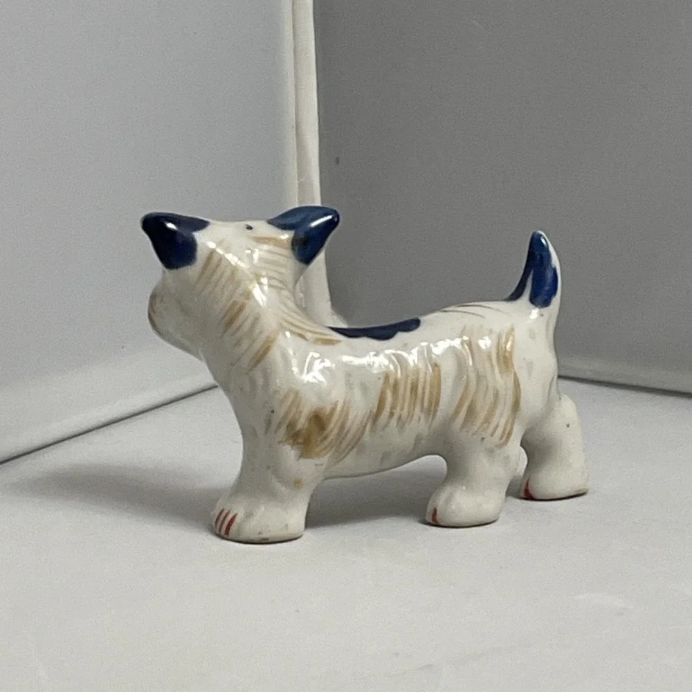 Vintage Terrier Dog Porcelain Ceramic Figurine‎ Trinket Made in Occupied Japan